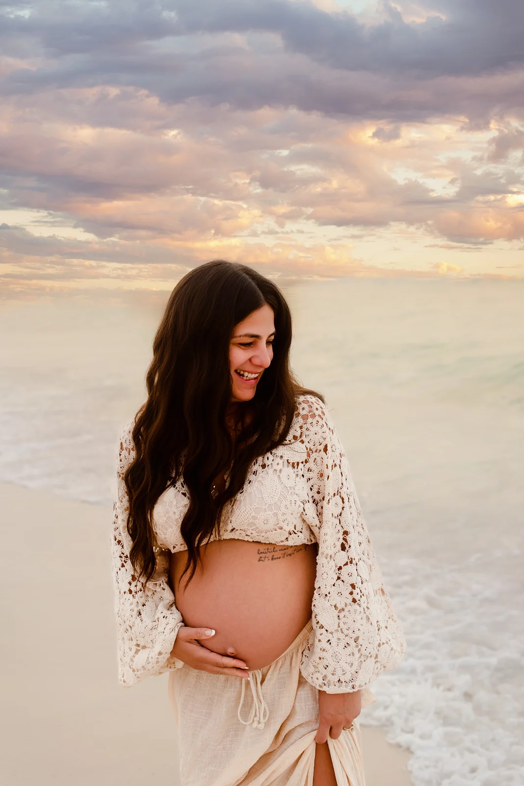 Pensacola Beach boho maternity portrait